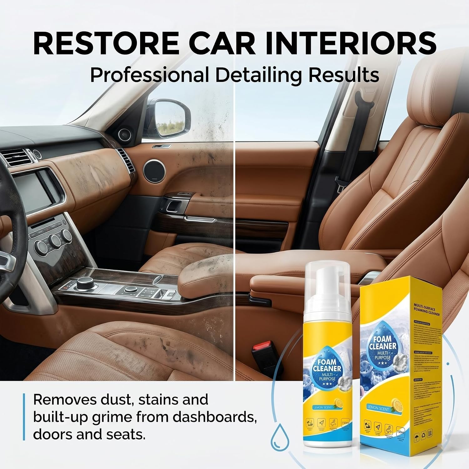 Multifunctional Foam-Cleaner Spray for Car 200 ml Each (Pack Of 2)